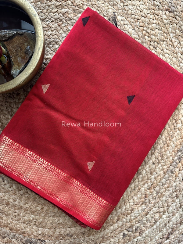 Maheshwari Red Zari Butti Saree SBT056