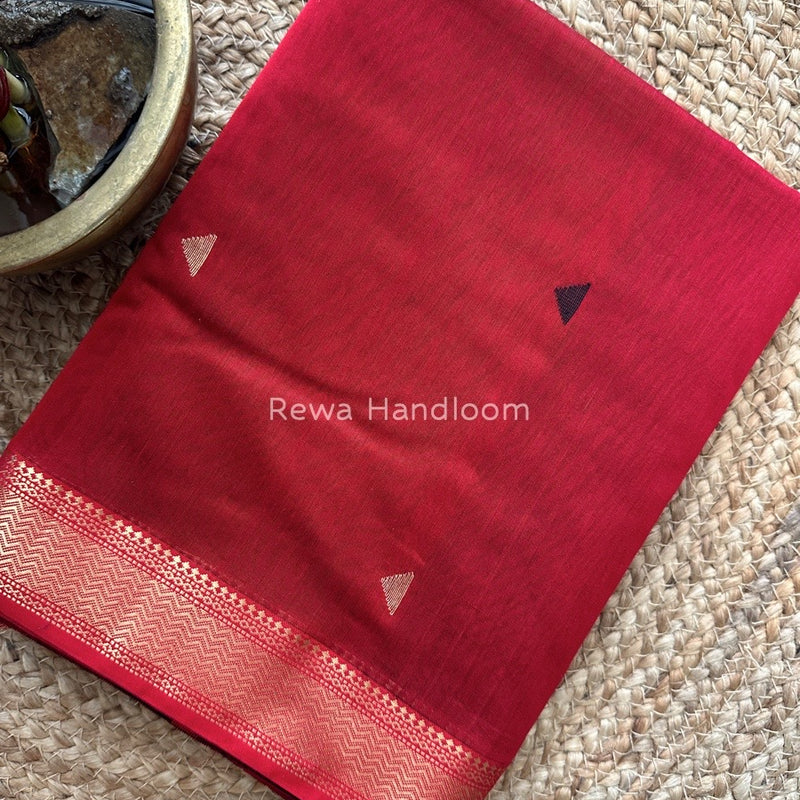 Maheshwari Red Zari Butti Saree SBT056