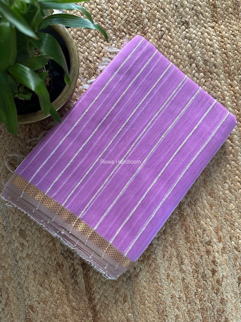 Maheshwari Lavender Gichha Thread Lining Saree GTLS041
