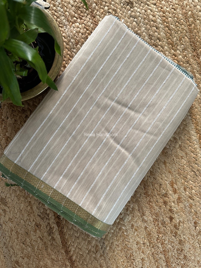 Maheshwari Beige Gichha Thread Lining Saree GTLS042