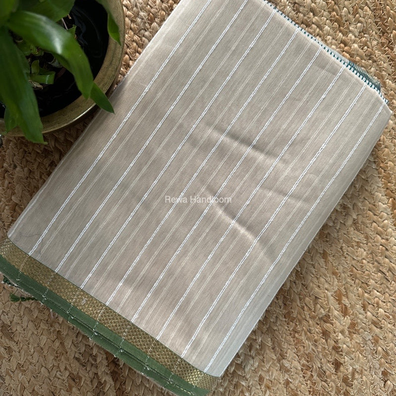 Maheshwari Beige Gichha Thread Lining Saree GTLS042