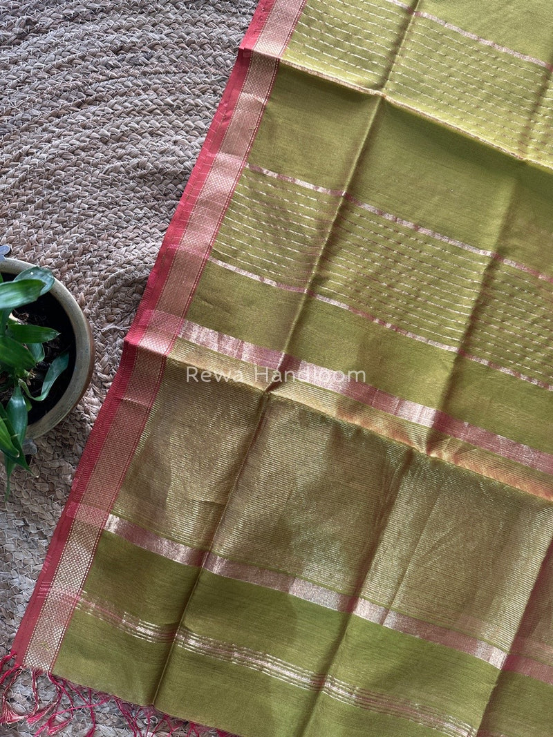Maheshwari Green Silk Dupatta PD047