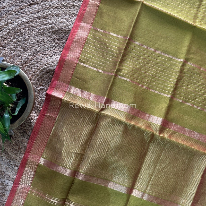 Maheshwari Green Silk Dupatta PD047