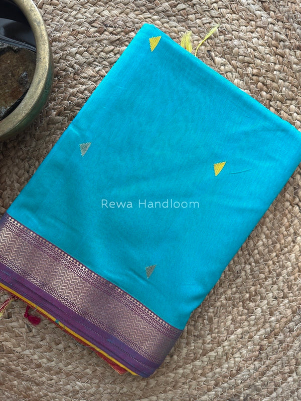 Maheshwari Sky Blue Zari Butti Saree SBT063