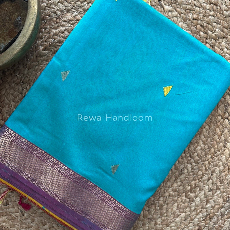 Maheshwari Sky Blue Zari Butti Saree SBT063