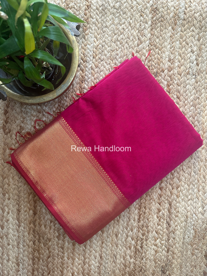 Exclusive Maheshwari Rani Pink Zari Border Saree EZ047
