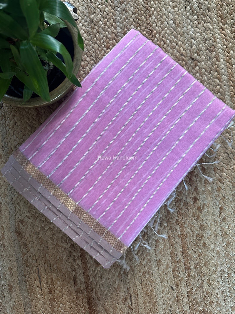 Maheshwari Pink Gichha Thread Lining Saree GTLS029