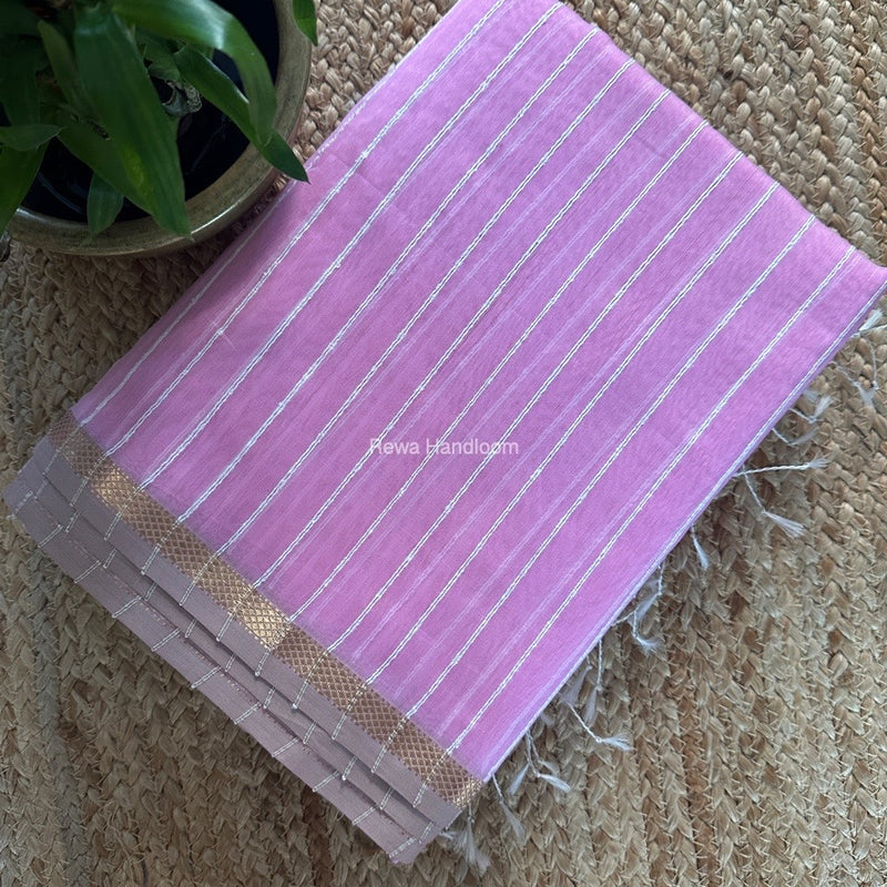 Maheshwari Pink Gichha Thread Lining Saree GTLS029