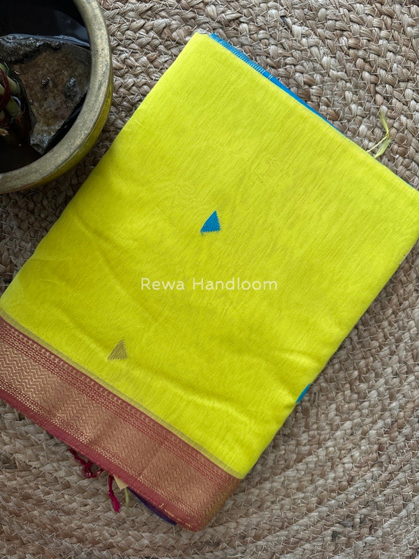 Maheshwari Yellow Zari Butti Saree SBT061