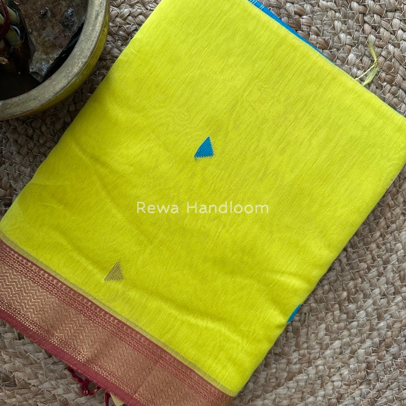 Maheshwari Yellow Zari Butti Saree SBT061