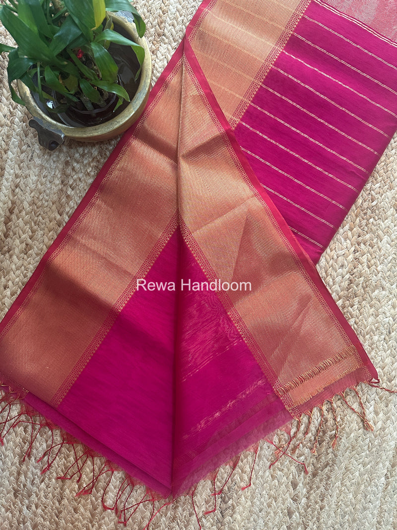Exclusive Maheshwari Rani Pink Zari Border Saree EZ047