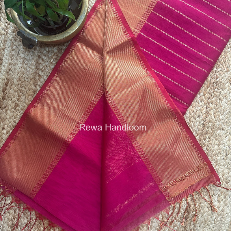Exclusive Maheshwari Rani Pink Zari Border Saree EZ047