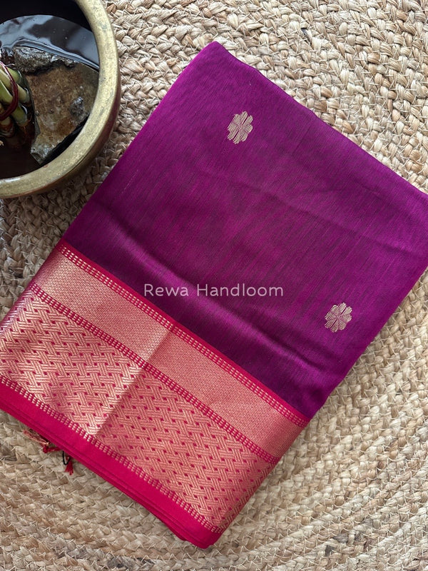 Dark Magenta Zari Butti Maheshwari Saree JBS051
