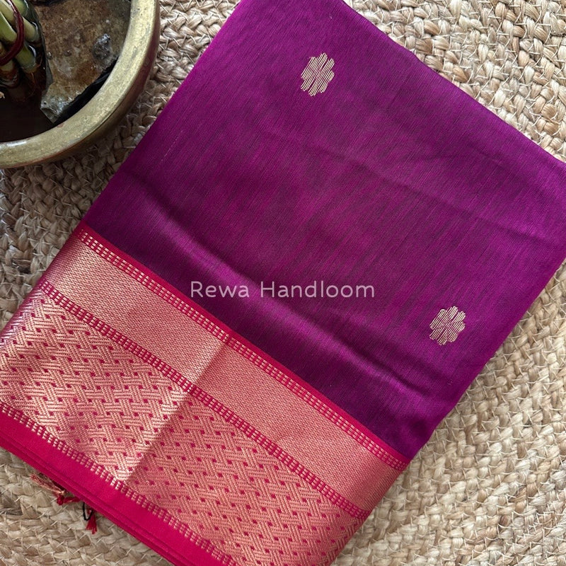 Dark Magenta Zari Butti Maheshwari Saree JBS051
