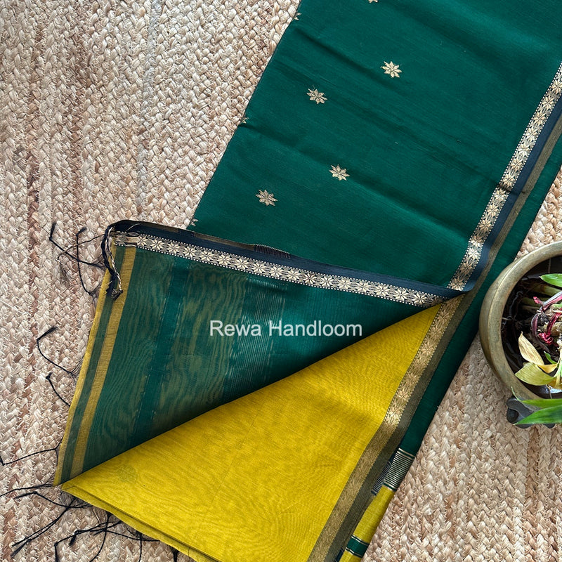 Mustard Yellow Star Butti Maheshwari Saree SSB069