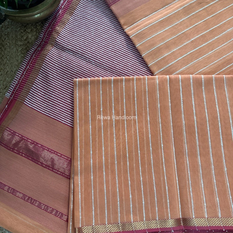 Maheshwari Peach Saree