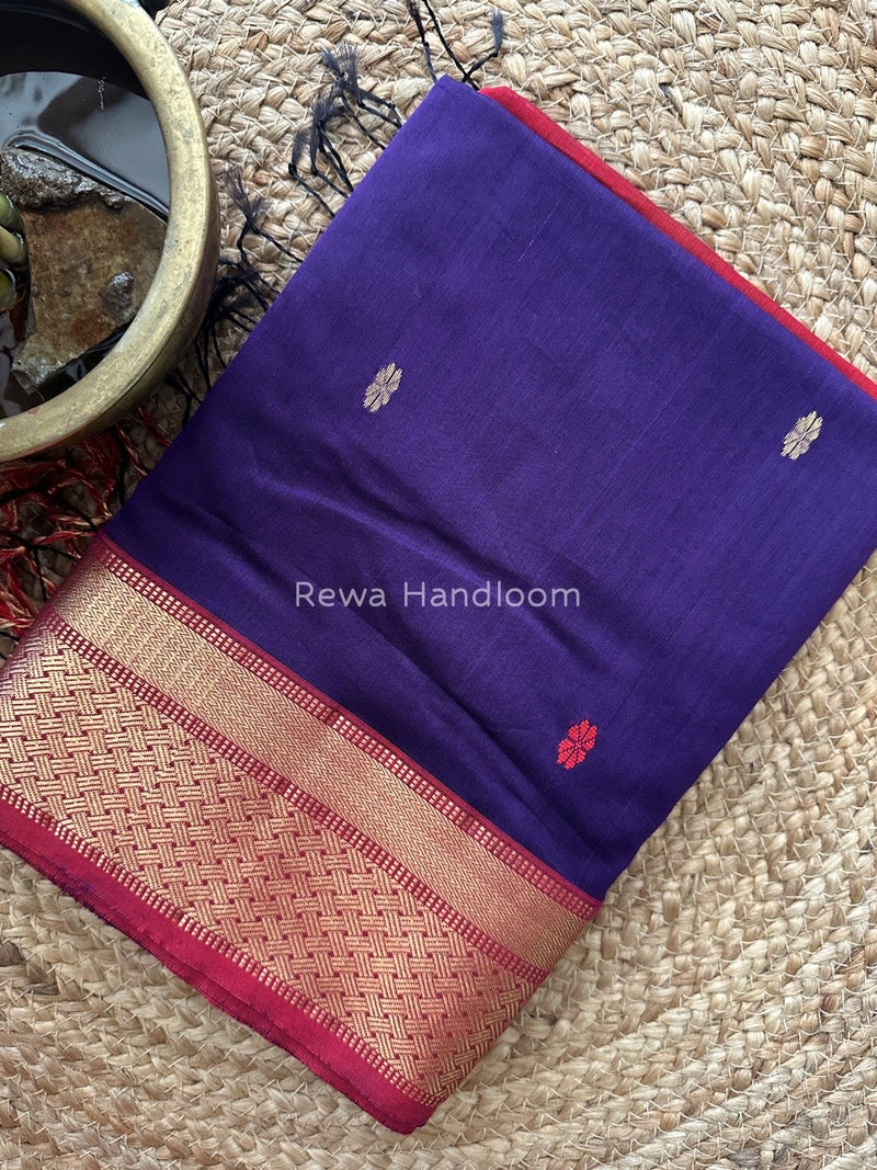 Purple Zari Butti Maheshwari Saree JBS056