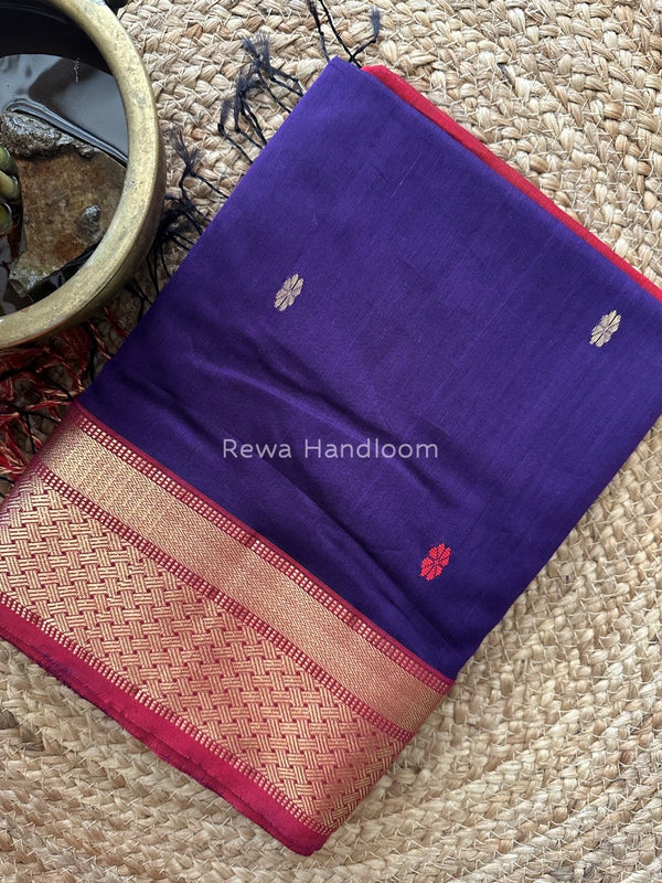 Purple Zari Butti Maheshwari Saree JBS056
