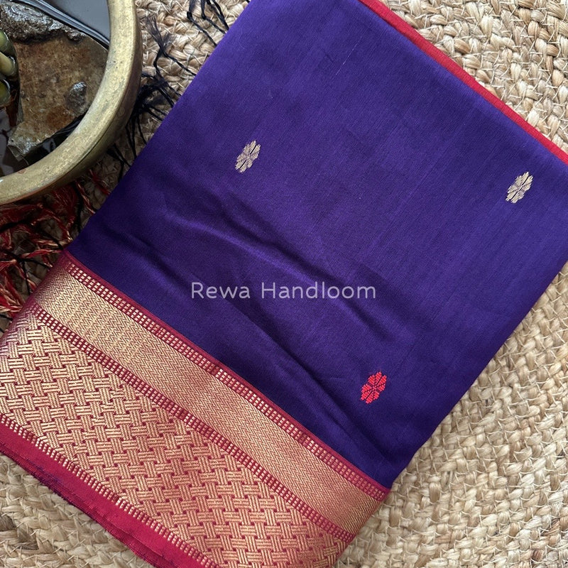 Purple Zari Butti Maheshwari Saree JBS056