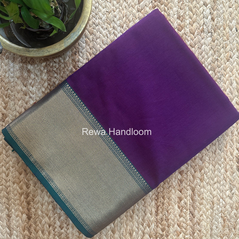 Exclusive Maheshwari Purple Zari Border Saree EZ049