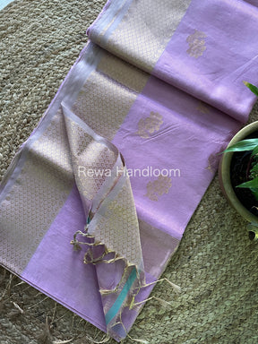 Maheshwari Light Lavender Tissue Silk Saree-TFB011