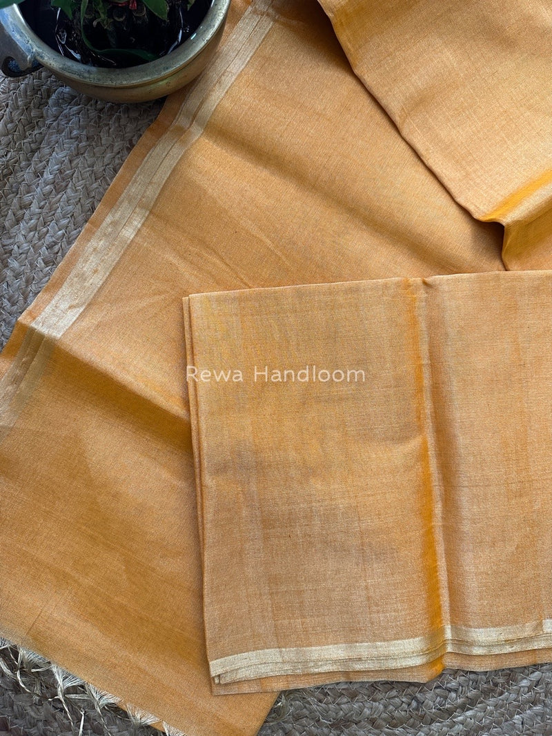 Maheshwari Golden Yellow Tissue Saree TS017