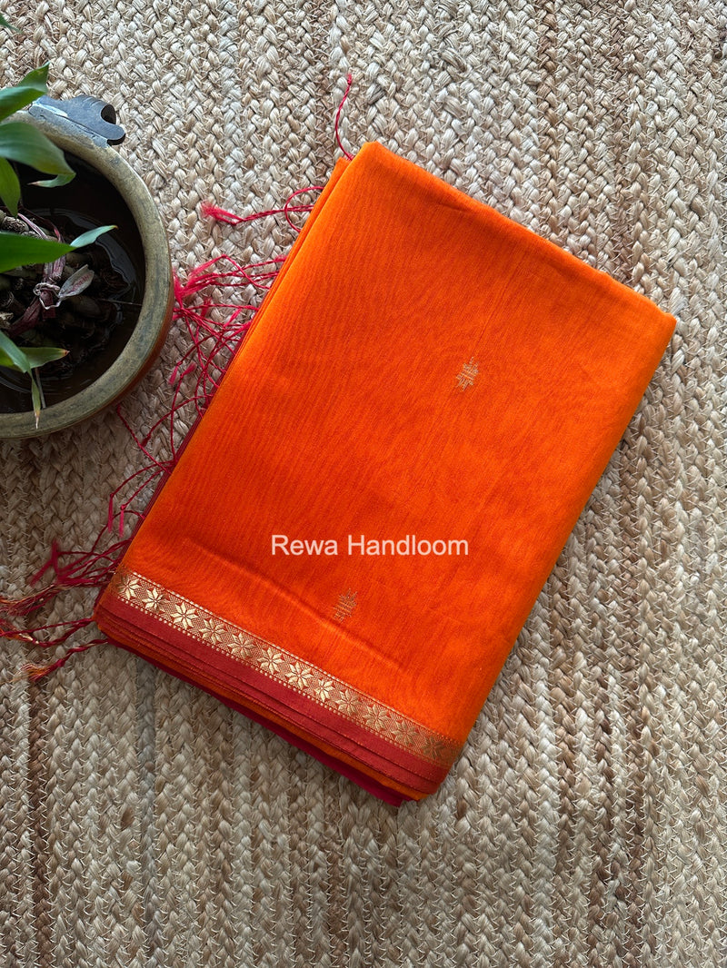 Orange Star Butti Maheshwari Saree SSB064