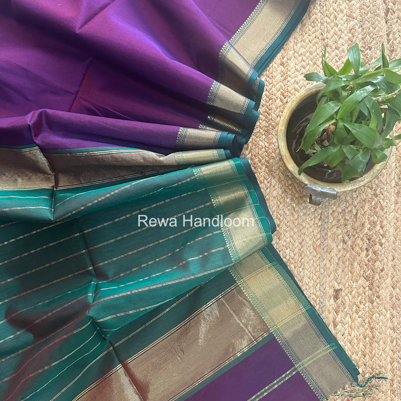 Exclusive Maheshwari Purple Zari Border Saree EZ049