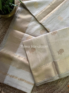 Maheshwari Off White Tissue Silk Saree-TFB00