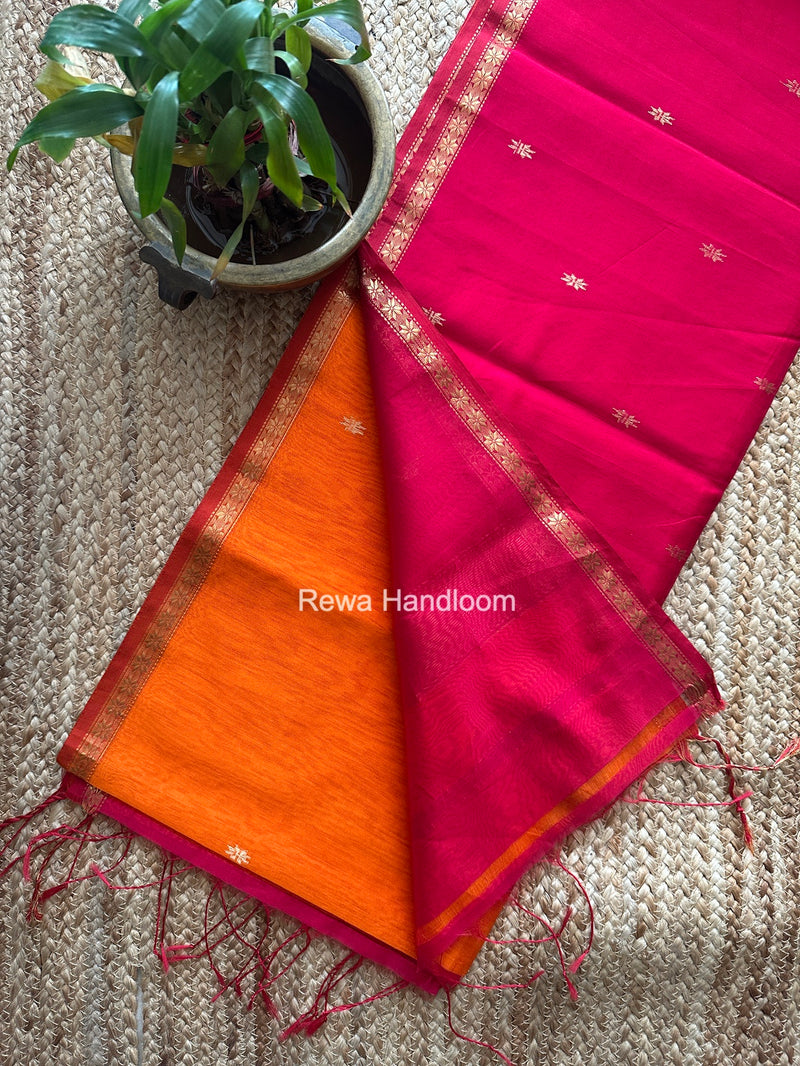 Orange Star Butti Maheshwari Saree SSB064