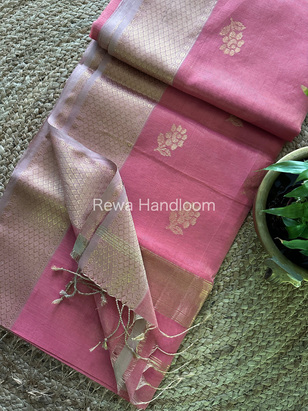 Maheshwari Rani Pink Tissue Silk Saree-TFB015