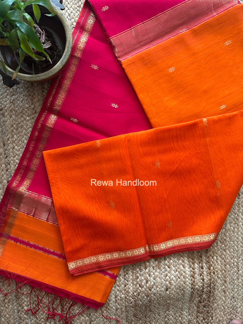 Orange Star Butti Maheshwari Saree SSB064