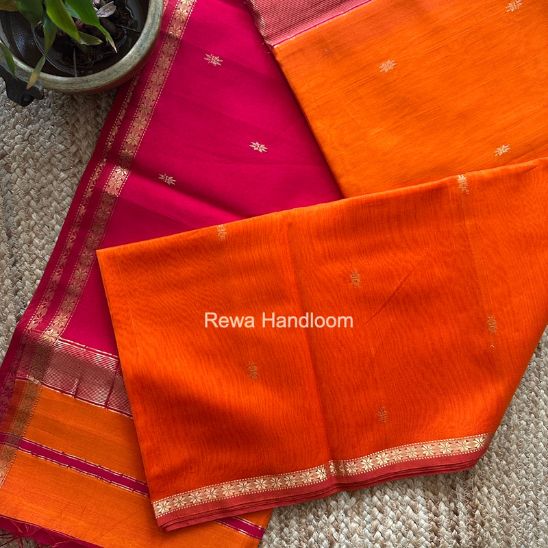 Orange Star Butti Maheshwari Saree SSB064