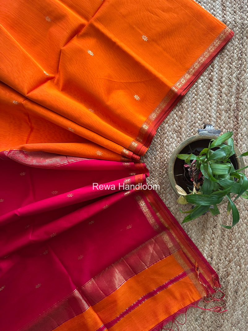 Orange Star Butti Maheshwari Saree SSB064