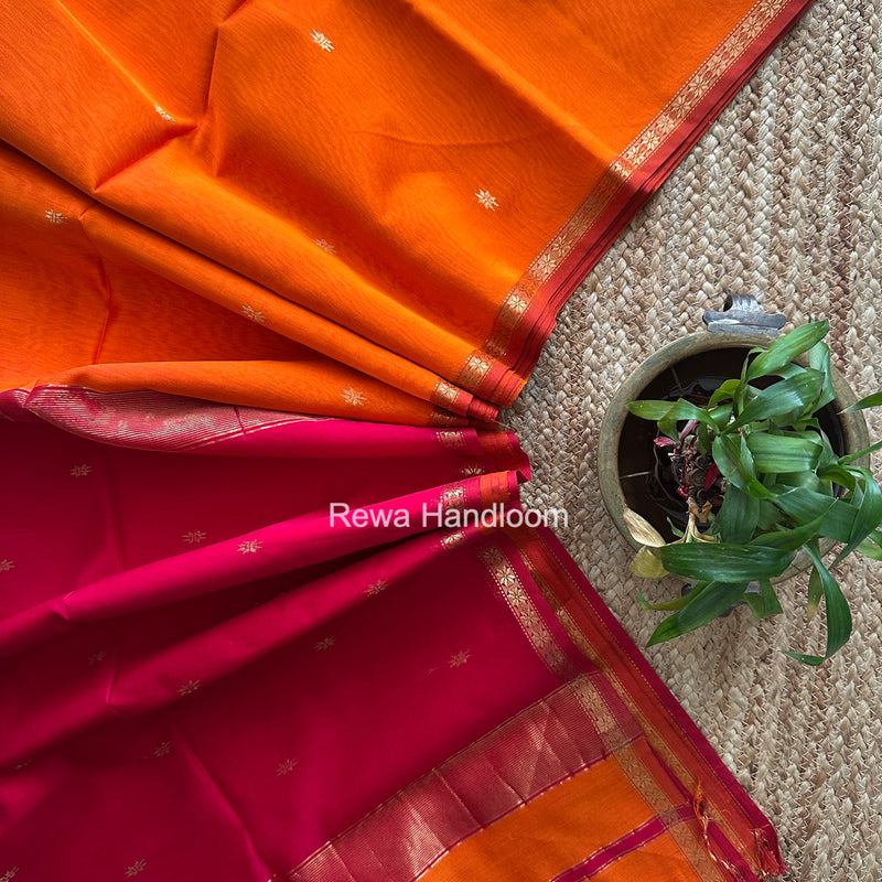 Orange Star Butti Maheshwari Saree SSB064