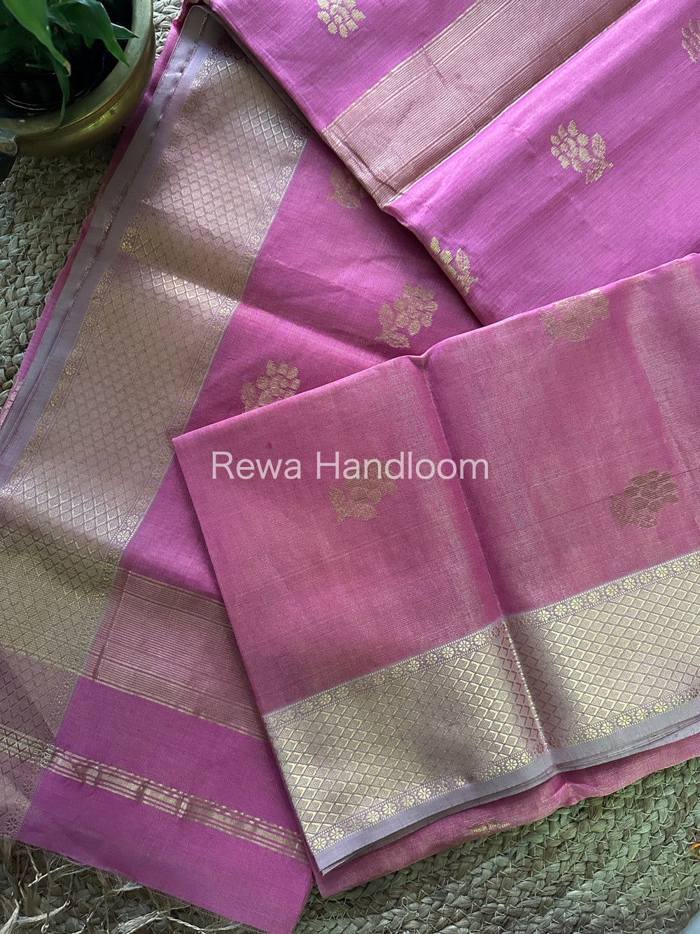 Maheshwari Pink Tissue Silk Saree-TFB016 