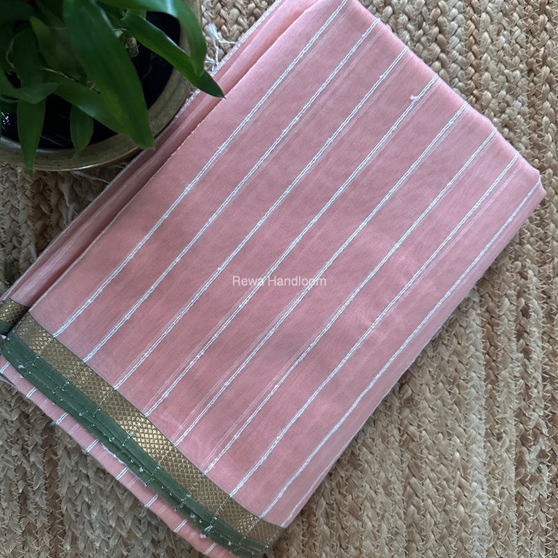 Maheshwari Peach Gichha Thread Lining Saree GTLS035