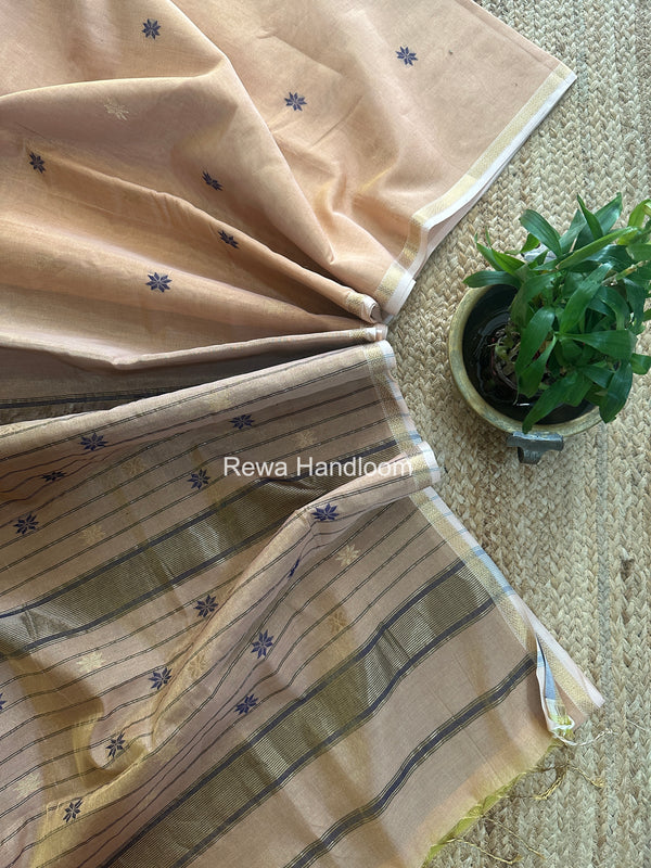 Maheshwari Peach Tissue Silk Saree TSB012