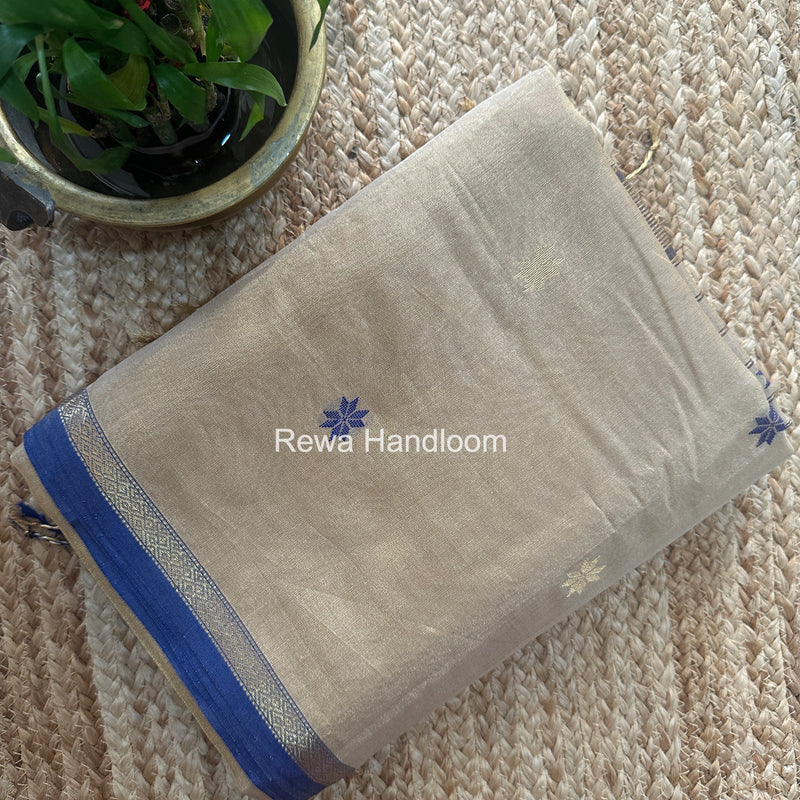 Maheshwari Beige Tissue Silk Saree TSB013
