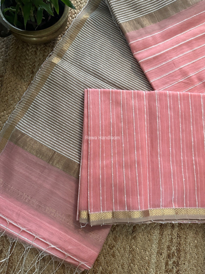 Maheshwari Peach Saree