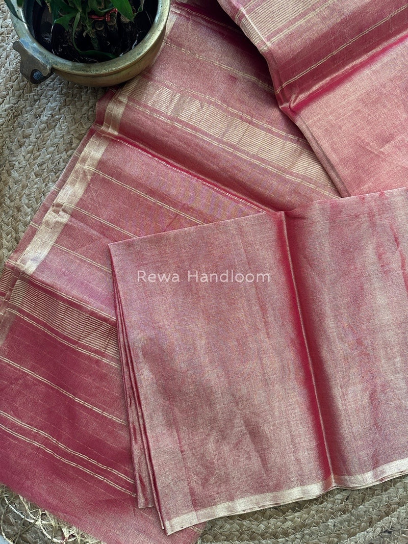 Maheshwari Dark Pink Tissue Saree TS014