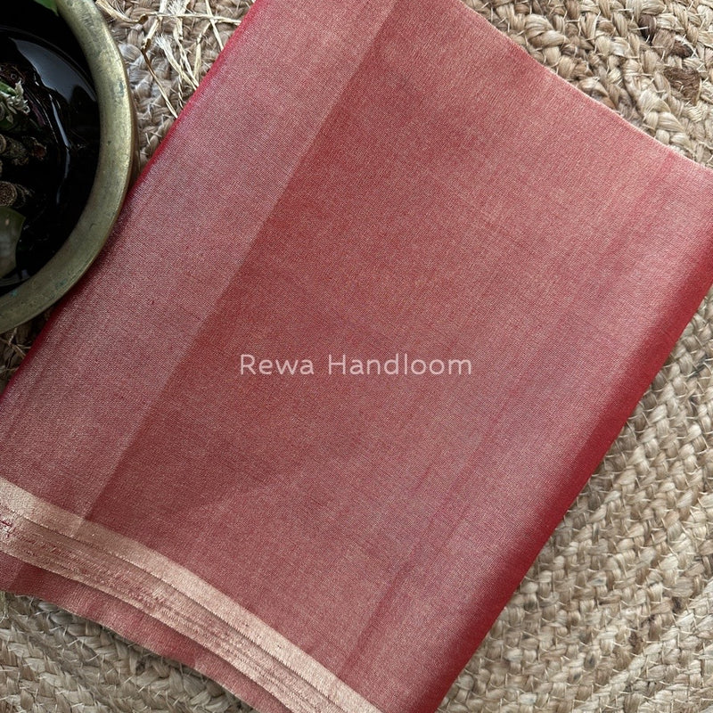 Maheshwari Red Tissue Saree TS010