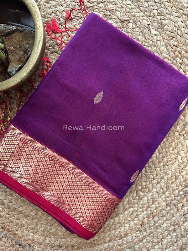 Purple Zari Butti Maheshwari Saree PTB0128