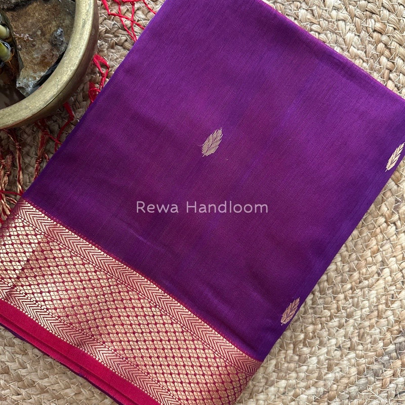 Purple Zari Butti Maheshwari Saree PTB0128