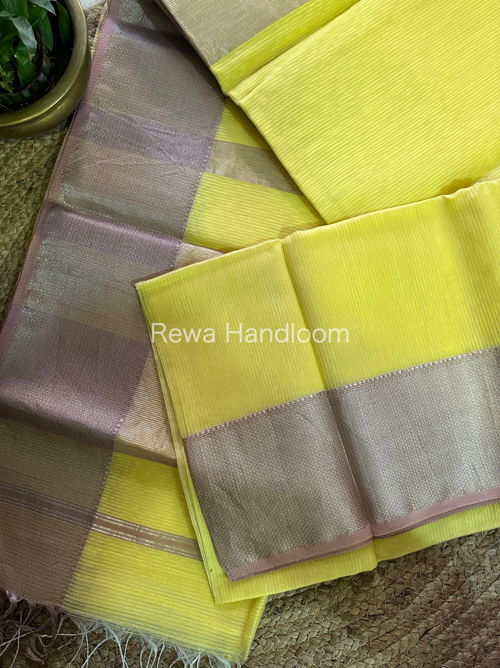 Maheshwari Yellow Silver Zari Saree-SS01