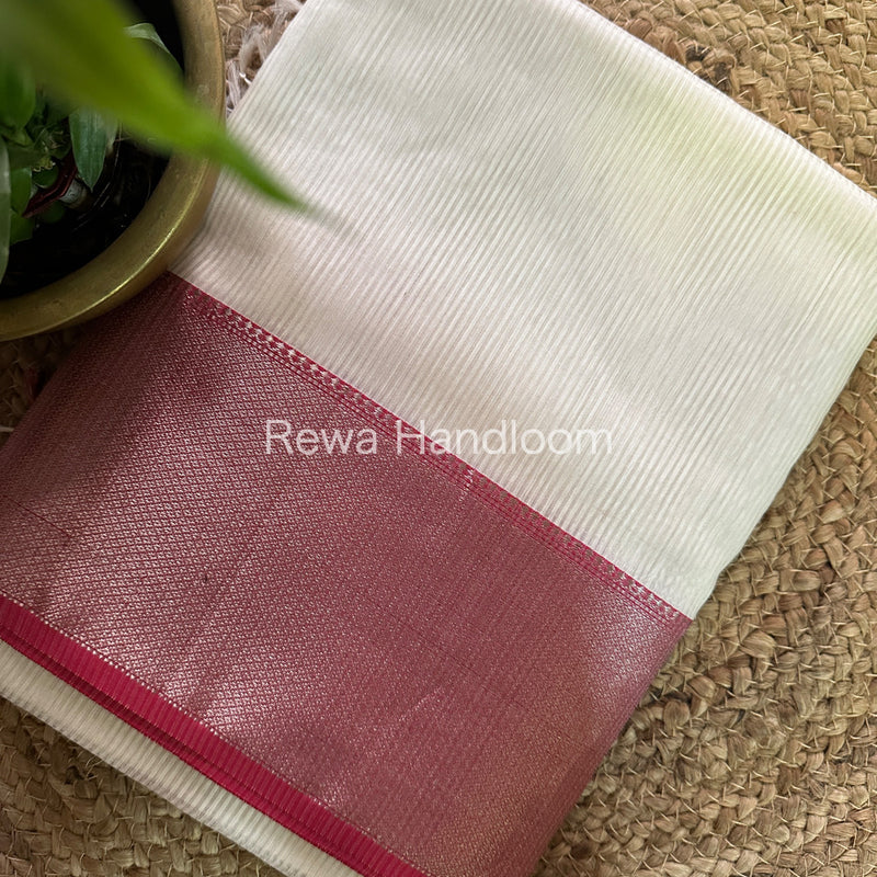 Maheshwari Silver Zari Saree