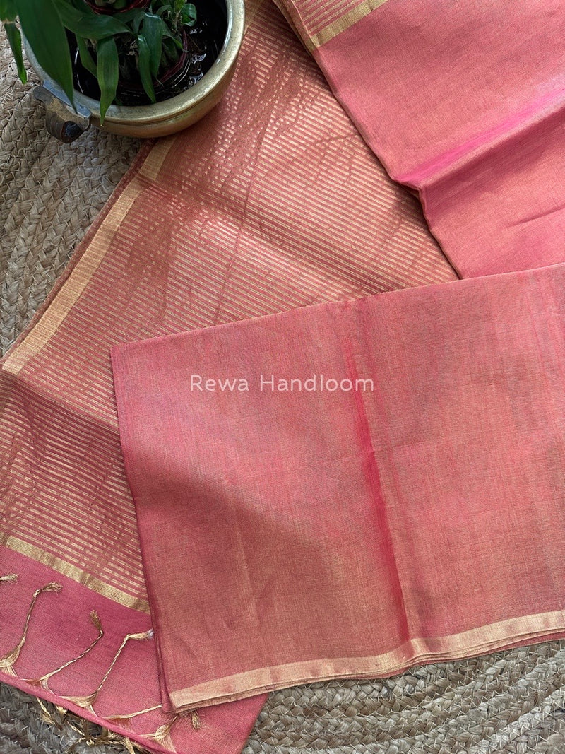 Maheshwari Onion Pink Tissue Saree TS019