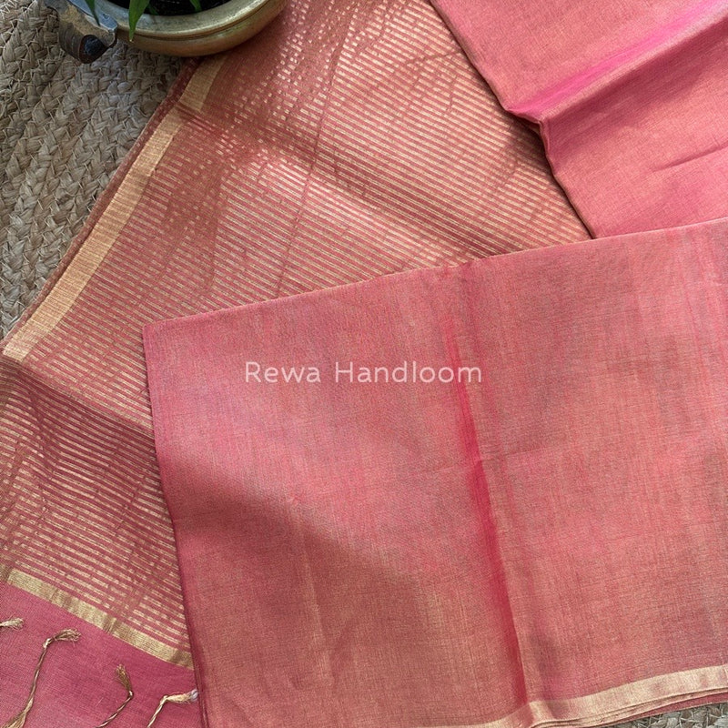 Maheshwari Onion Pink Tissue Saree TS019