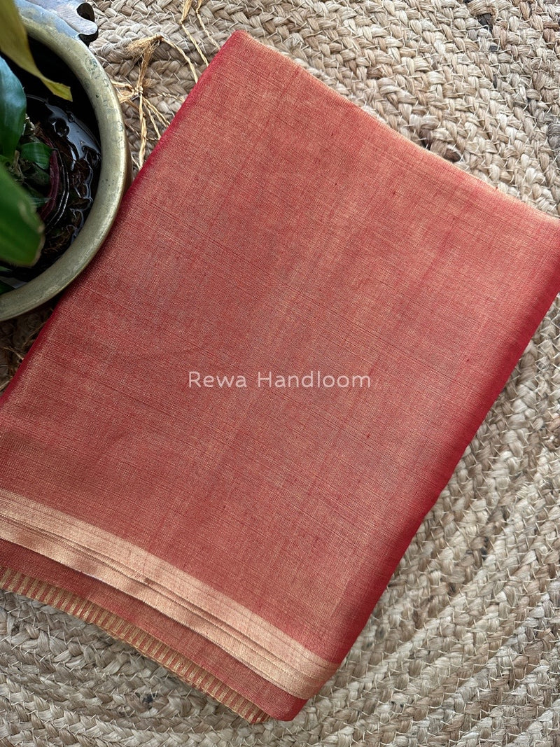 Maheshwari Red Tissue Saree TS018