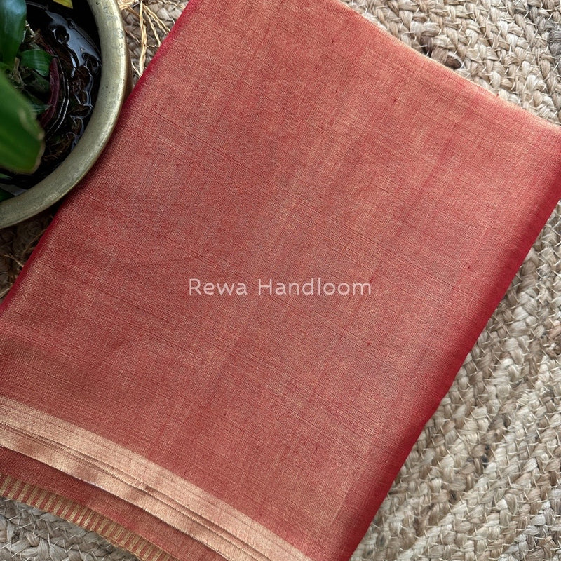 Maheshwari Red Tissue Saree TS018